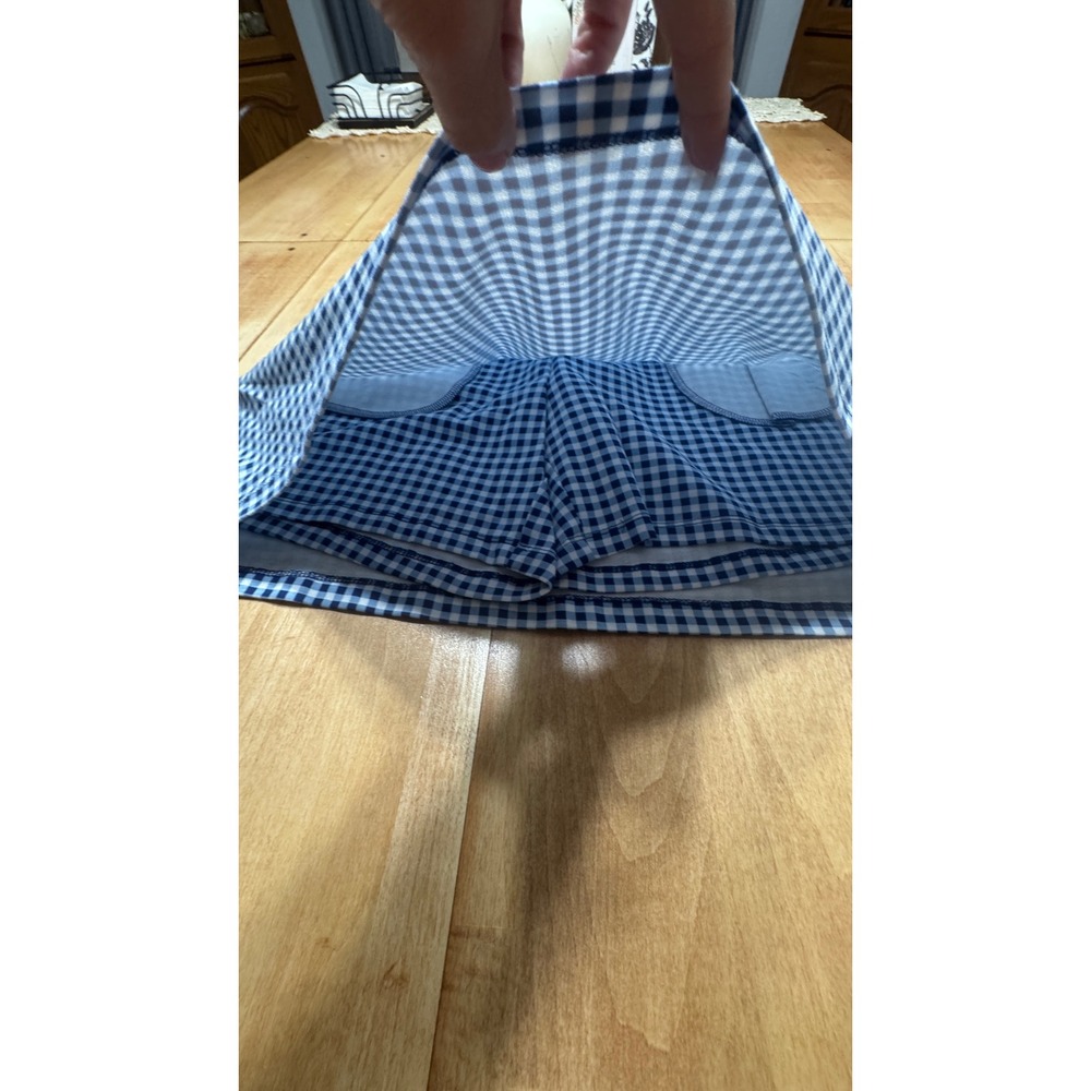 D & Co Active Womens Blue Gingham Check Skort Elastic Waist Size M Cotton Blend